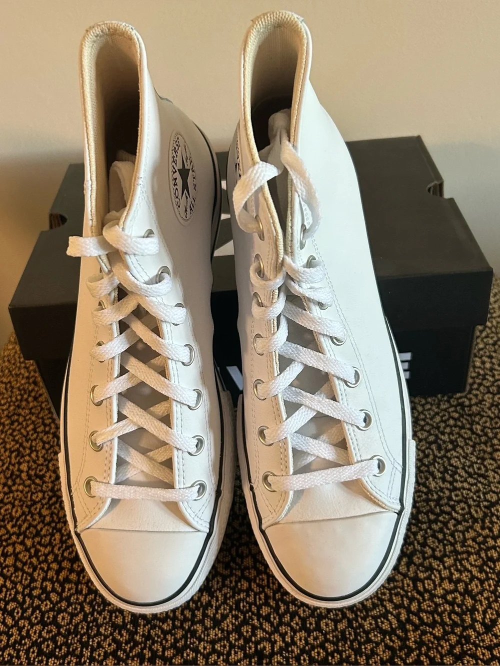 Converse AS high top platform white leather new, never worn, women’s 10 - Picture 2 of 5